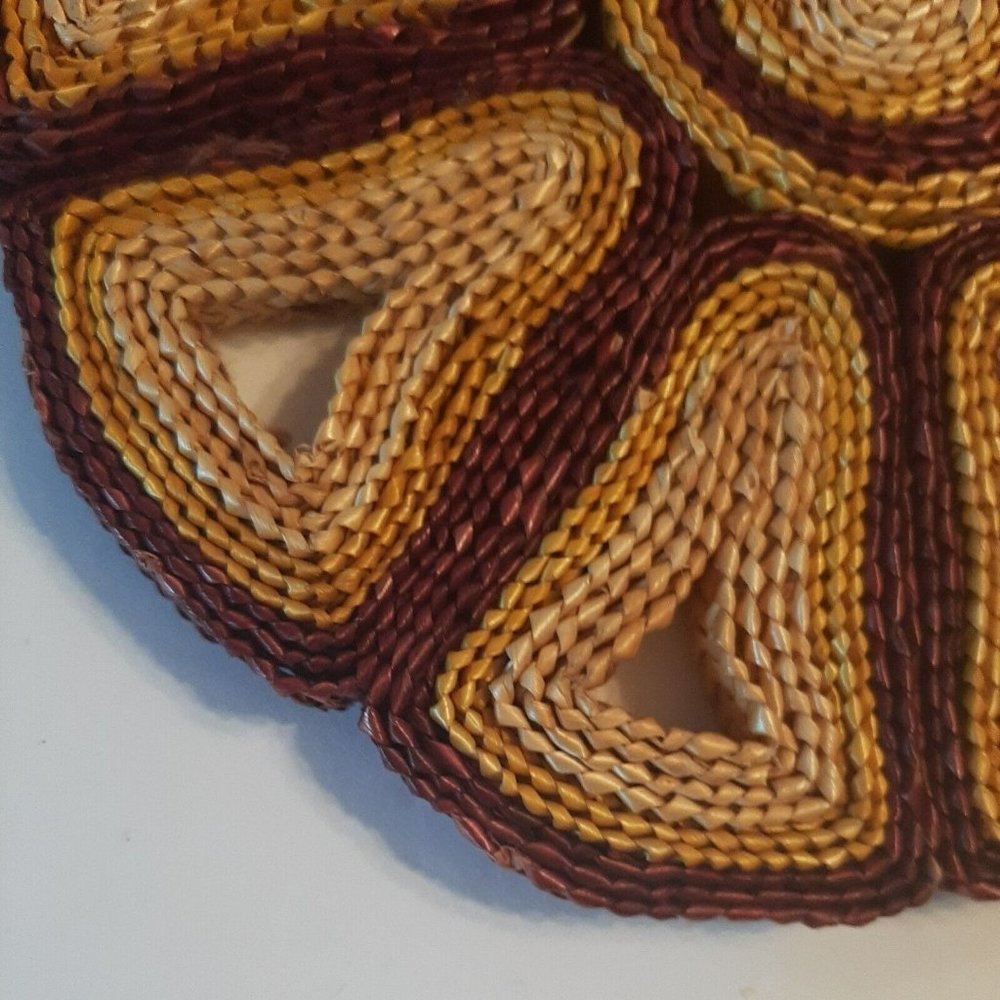 Vintage Straw Trivet Hot Pad Woven Wicker Colorful Boho - Picture 3 of 6